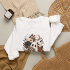 Ghost & Sunflower Crewneck Sweatshirt — Spooky Autumn Floral Pullover