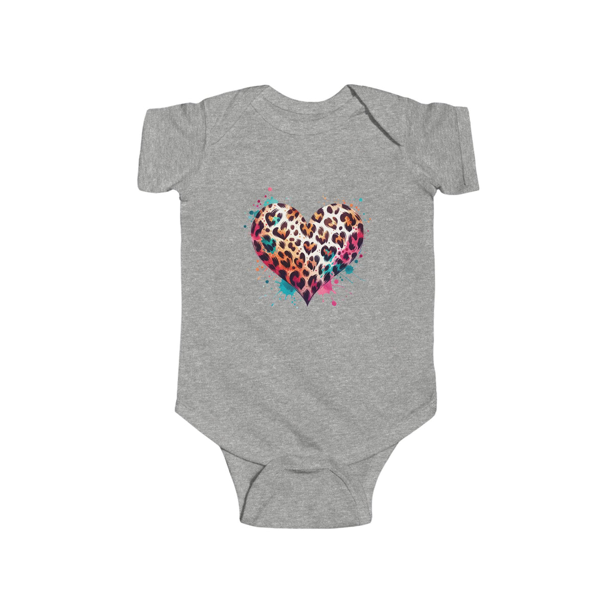 Leopard Heart Infant Bodysuit — Cute Animal Print Baby Onesie
