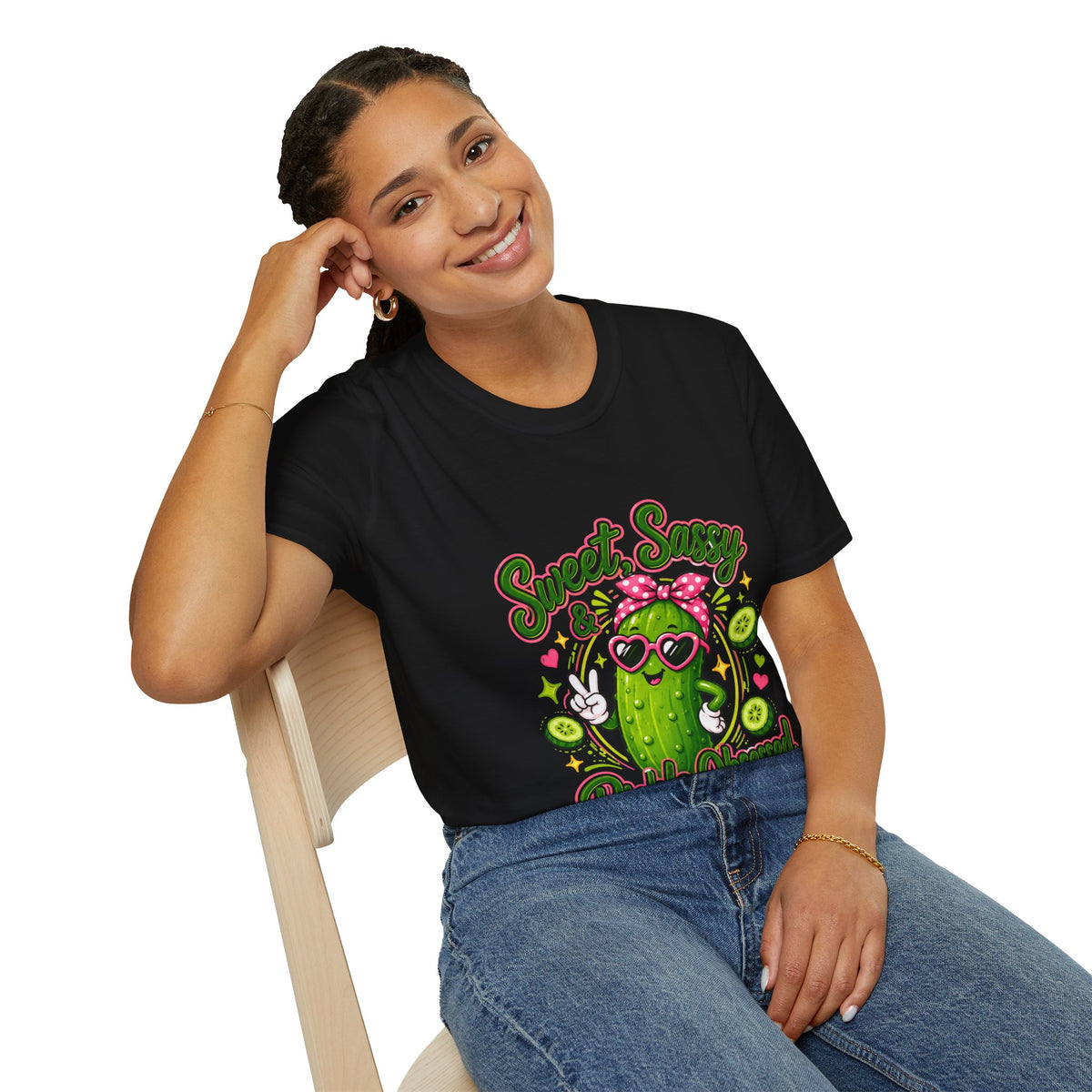 Sweet Sassy Pickle T-Shirt — "Sweet, Sassy & Pickle Obsessed" Cute Cactus/Pickle Graphic Tee