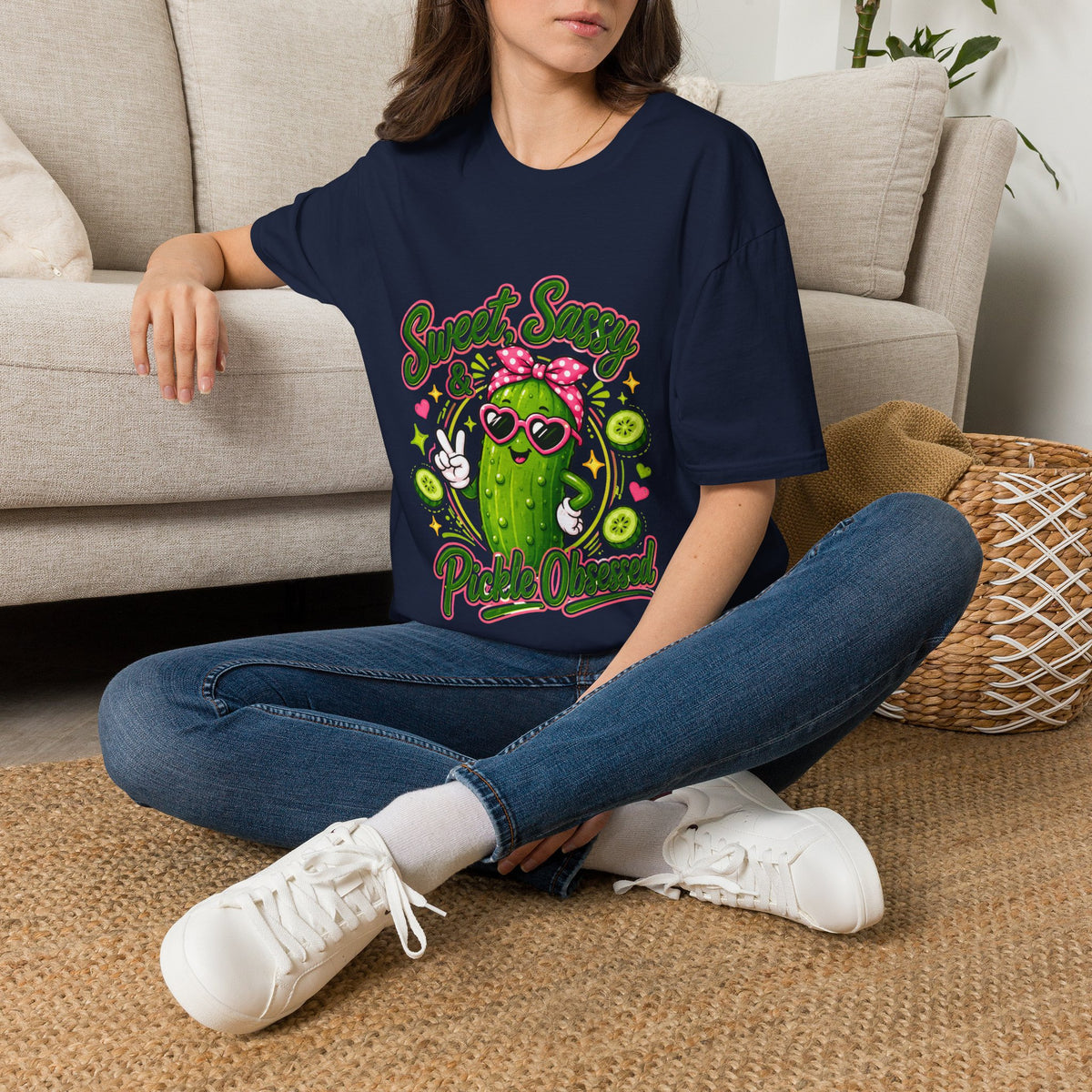 Sweet Sassy Pickle T-Shirt — "Sweet, Sassy & Pickle Obsessed" Cute Cactus/Pickle Graphic Tee