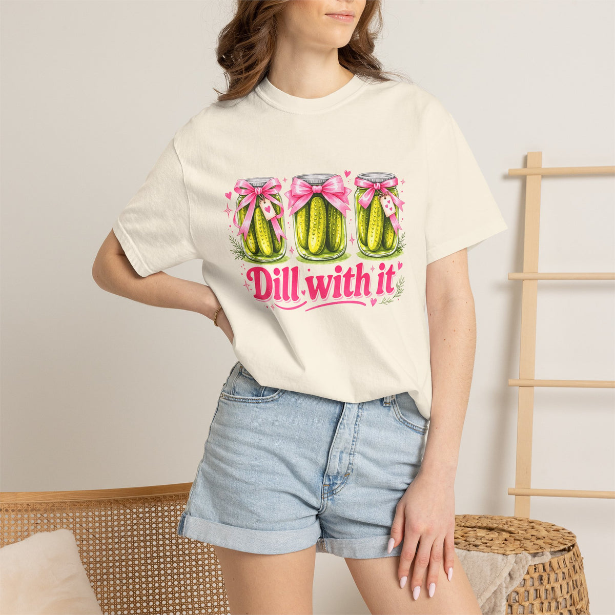 Dill With It T-Shirt — Cute Pickle Graphic Tee for Foodie & Mom Gifts