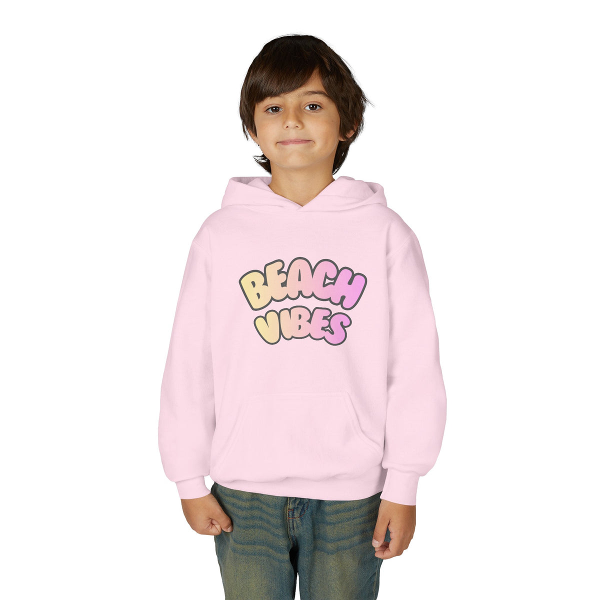 Youth Hoodie — "Beach Vibes" Pastel Retro Graphic