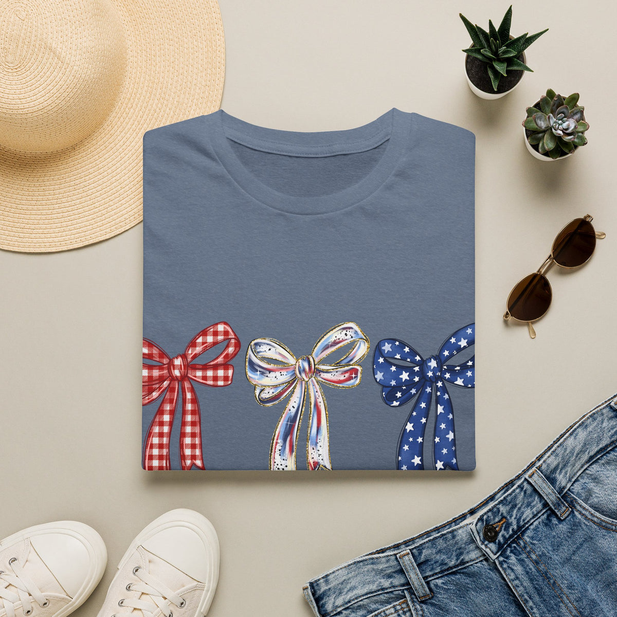 Patriotic Red White & Blue Bow T-Shirt