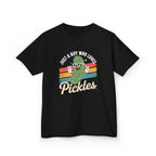 Kids Tee - "Just A Boy Who Loves Pickles" Retro Pickle Graphic