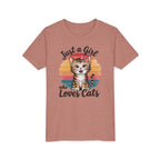 Kids Tee — "Just a Girl Who Loves Cats" Cute Kitten Graphic