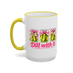 Dill With It Mug — Cute Pickle Jar Coffee Cup (Accent Rim & Handle)