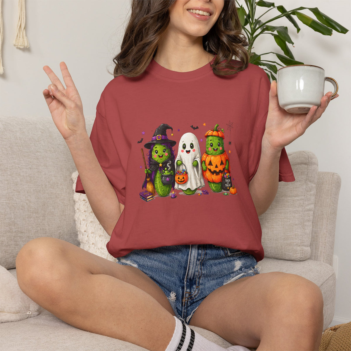 Halloween Trio T-Shirt — Cute Witch, Ghost & Pumpkin Costume Tee