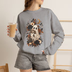 Ghost & Sunflower Crewneck Sweatshirt — Spooky Autumn Floral Pullover
