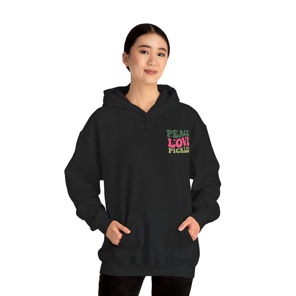 Peace Love Pickles Hoodie — Retro Groovy Graphic Hoodie