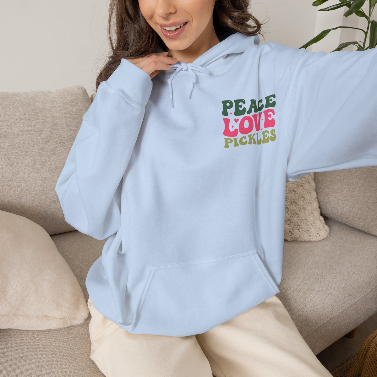 Peace Love Pickles Hoodie — Retro Groovy Graphic Hoodie