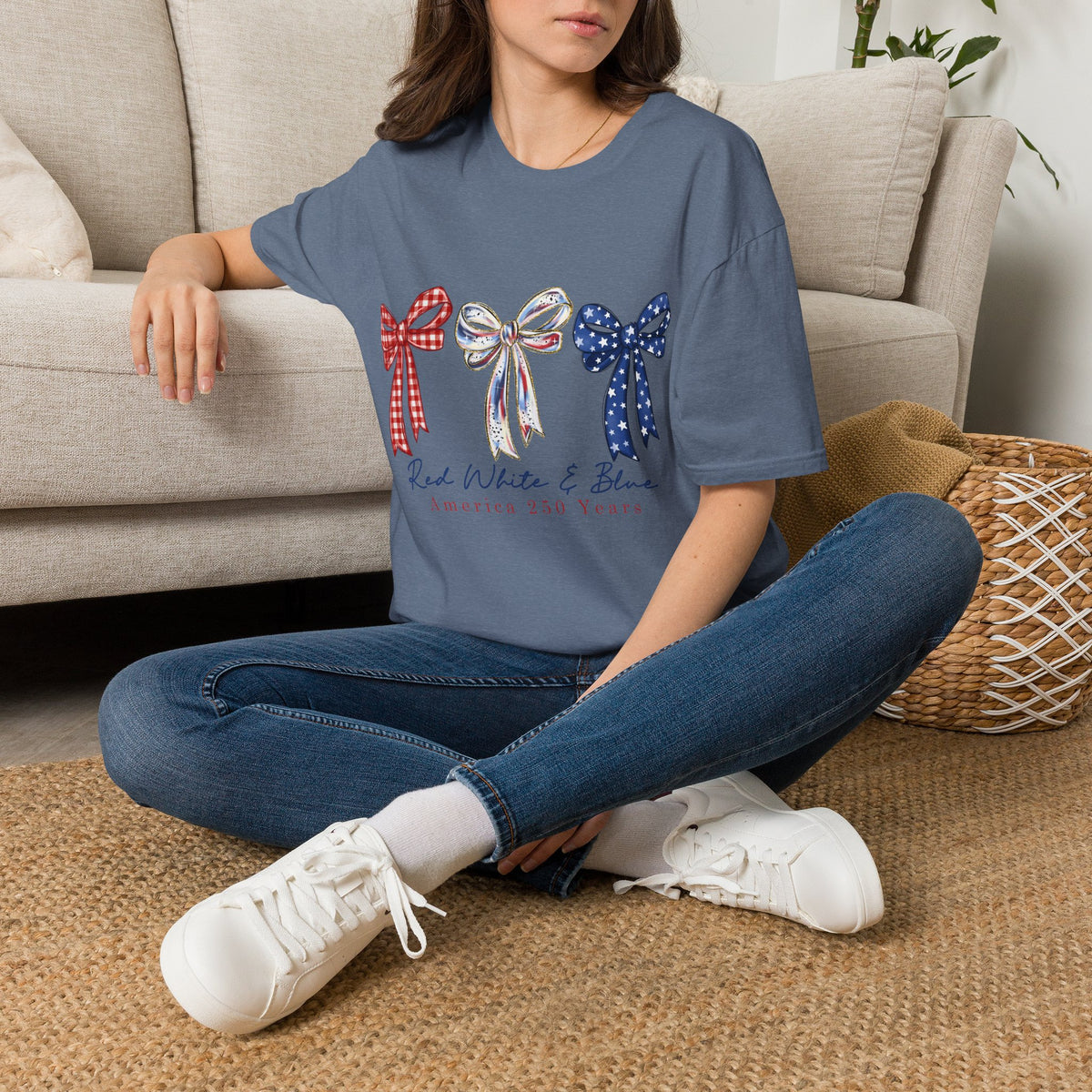 Patriotic Red White & Blue Bow T-Shirt