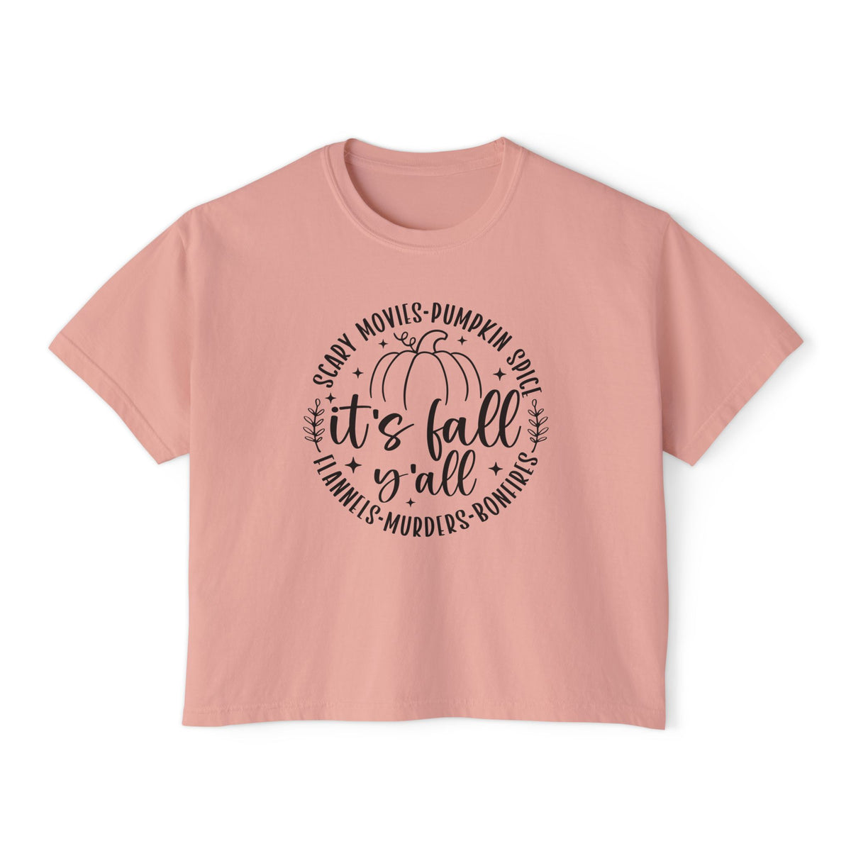 Fall Vibes Boxy Tee — "It's Fall Y'all" Pumpkin Graphic