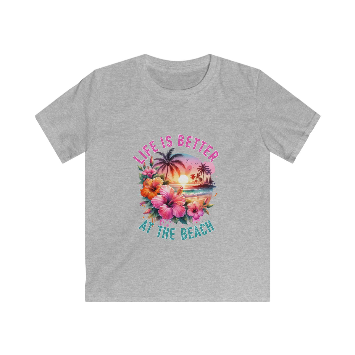 Kids Tee "Life Is Better at the Beach" — Tropical Seashell & Starfish Design