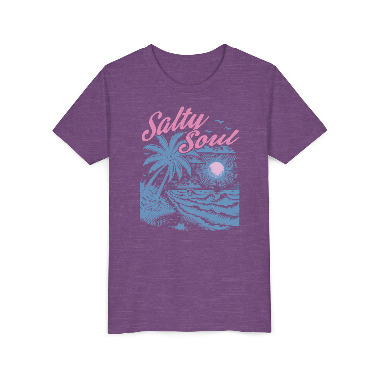 Kids Tee - "Salty Soul" Pastel Beach Palm Graphic