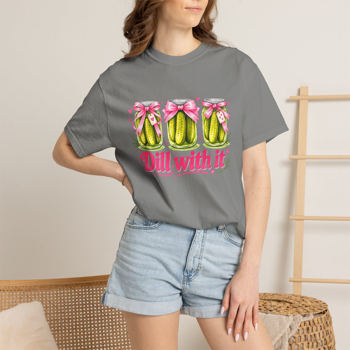 Dill With It T-Shirt — Cute Pickle Graphic Tee for Foodie & Mom Gifts