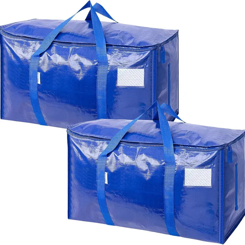 6-Pack 25-Gal Extra Large Zippered Clothes Storage Bags, Heavy-Duty Coated PE Foldable Waterproof Organizer with Fygrip Comfortable Grip, Reinforced Handles, Tag Pockets, 29"L X14"W X13"H, 65 Lbs Capacity for Moving, Storage Organization