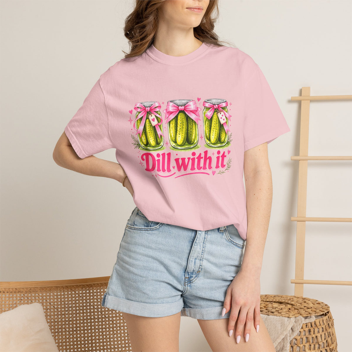 Dill With It T-Shirt — Cute Pickle Graphic Tee for Foodie & Mom Gifts