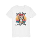 Kids Tee — "Just a Girl Who Loves Cats" Cute Kitten Graphic