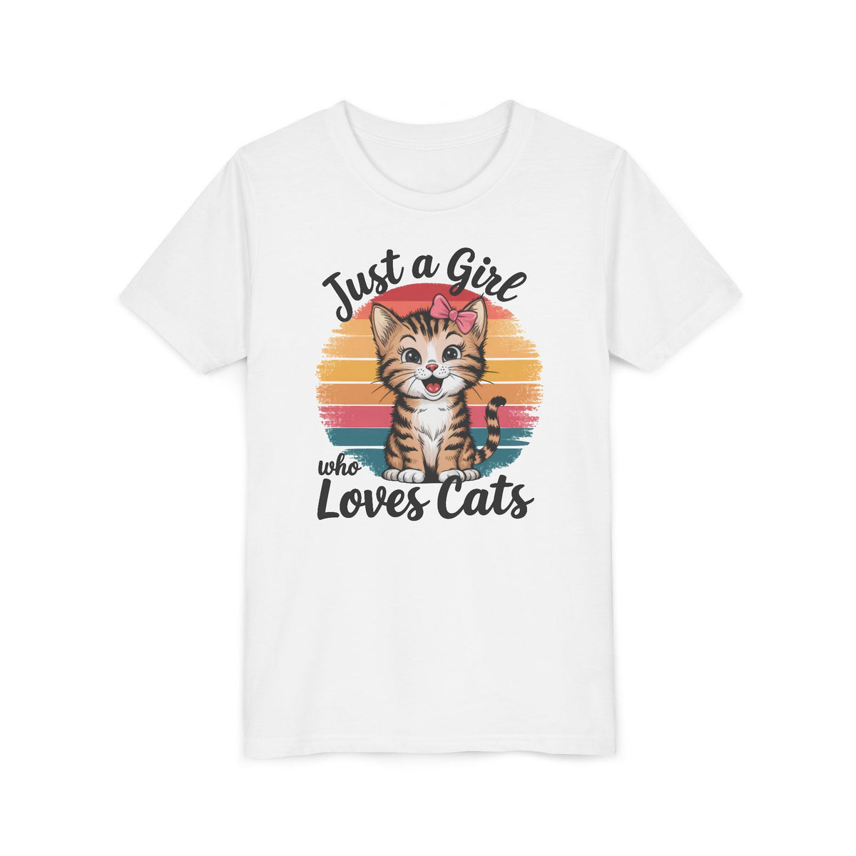 Kids Tee — "Just a Girl Who Loves Cats" Cute Kitten Graphic