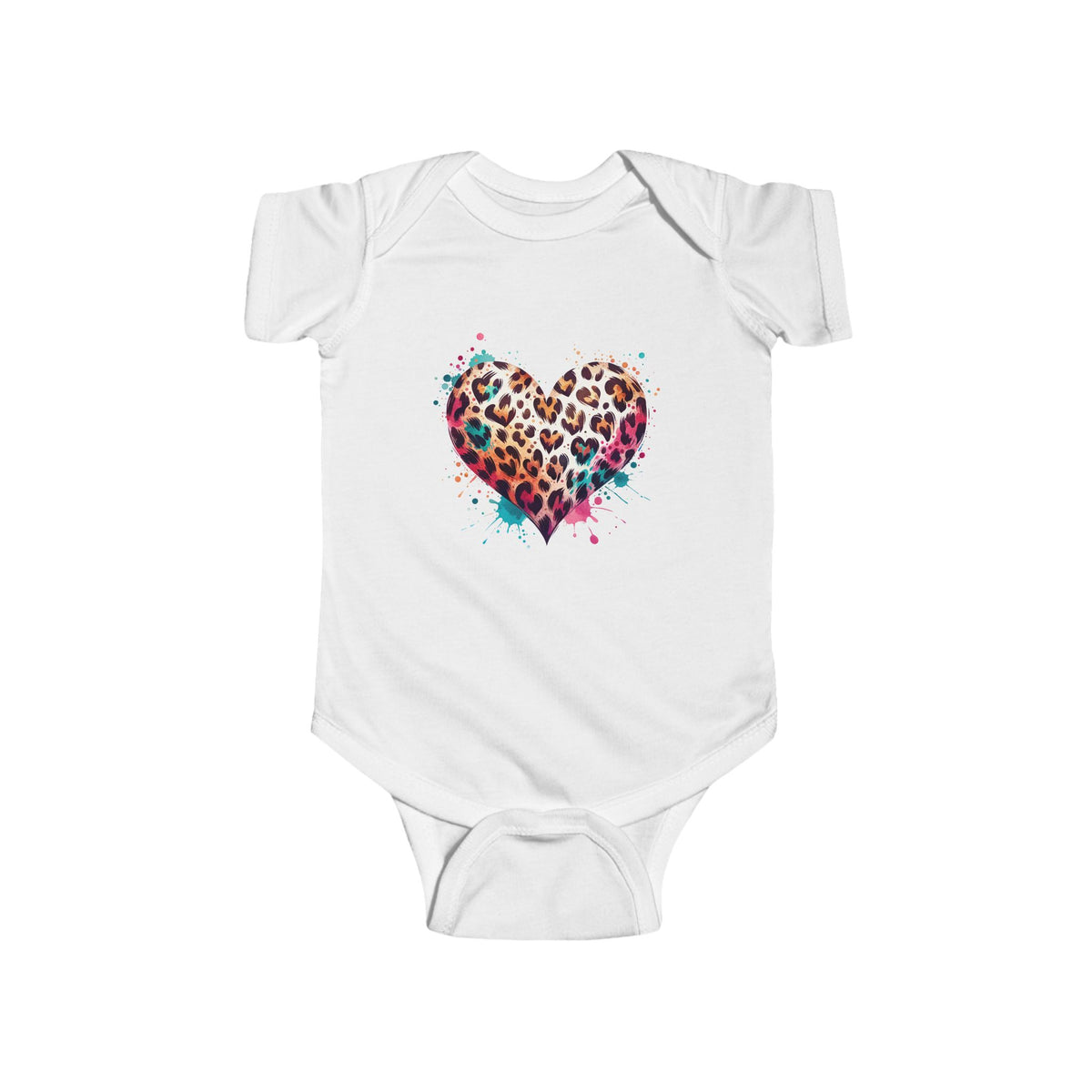 Leopard Heart Infant Bodysuit — Cute Animal Print Baby Onesie