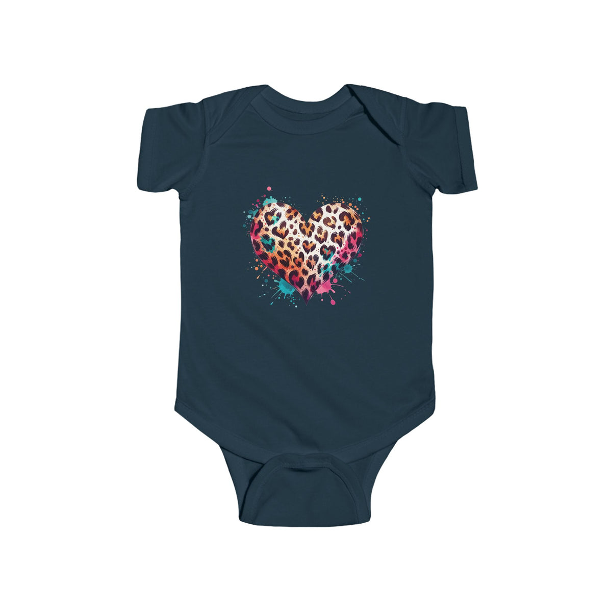 Leopard Heart Infant Bodysuit — Cute Animal Print Baby Onesie