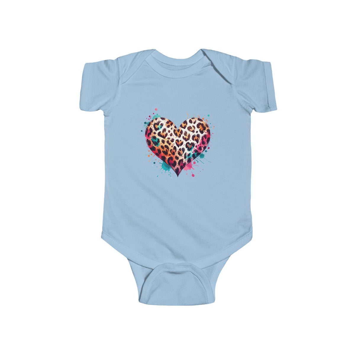 Leopard Heart Infant Bodysuit — Cute Animal Print Baby Onesie