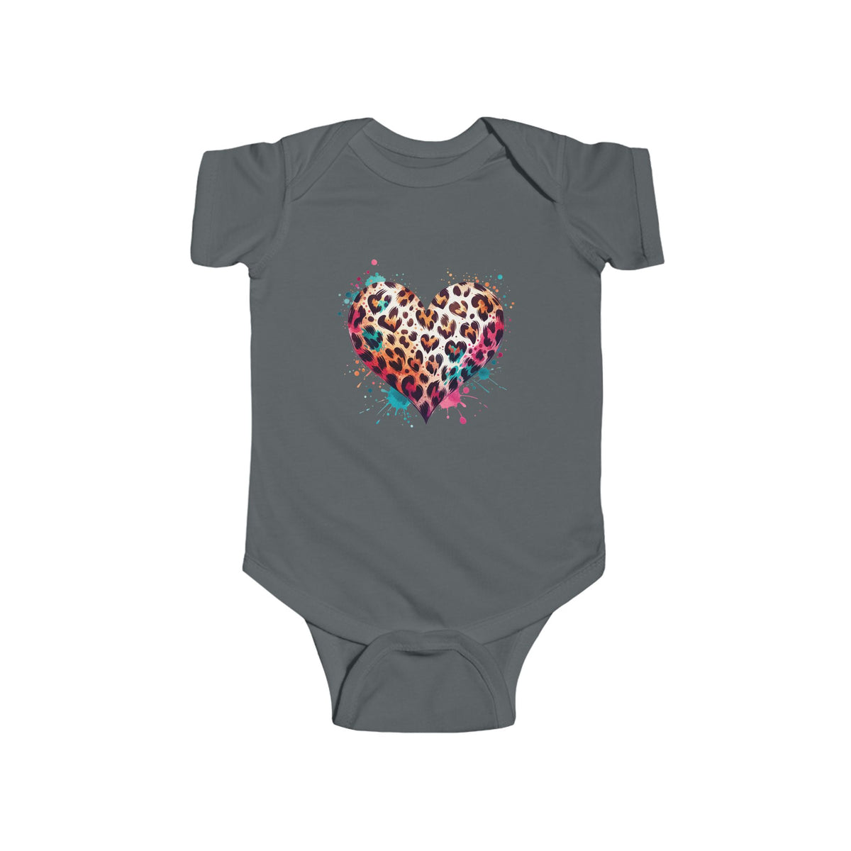 Leopard Heart Infant Bodysuit — Cute Animal Print Baby Onesie