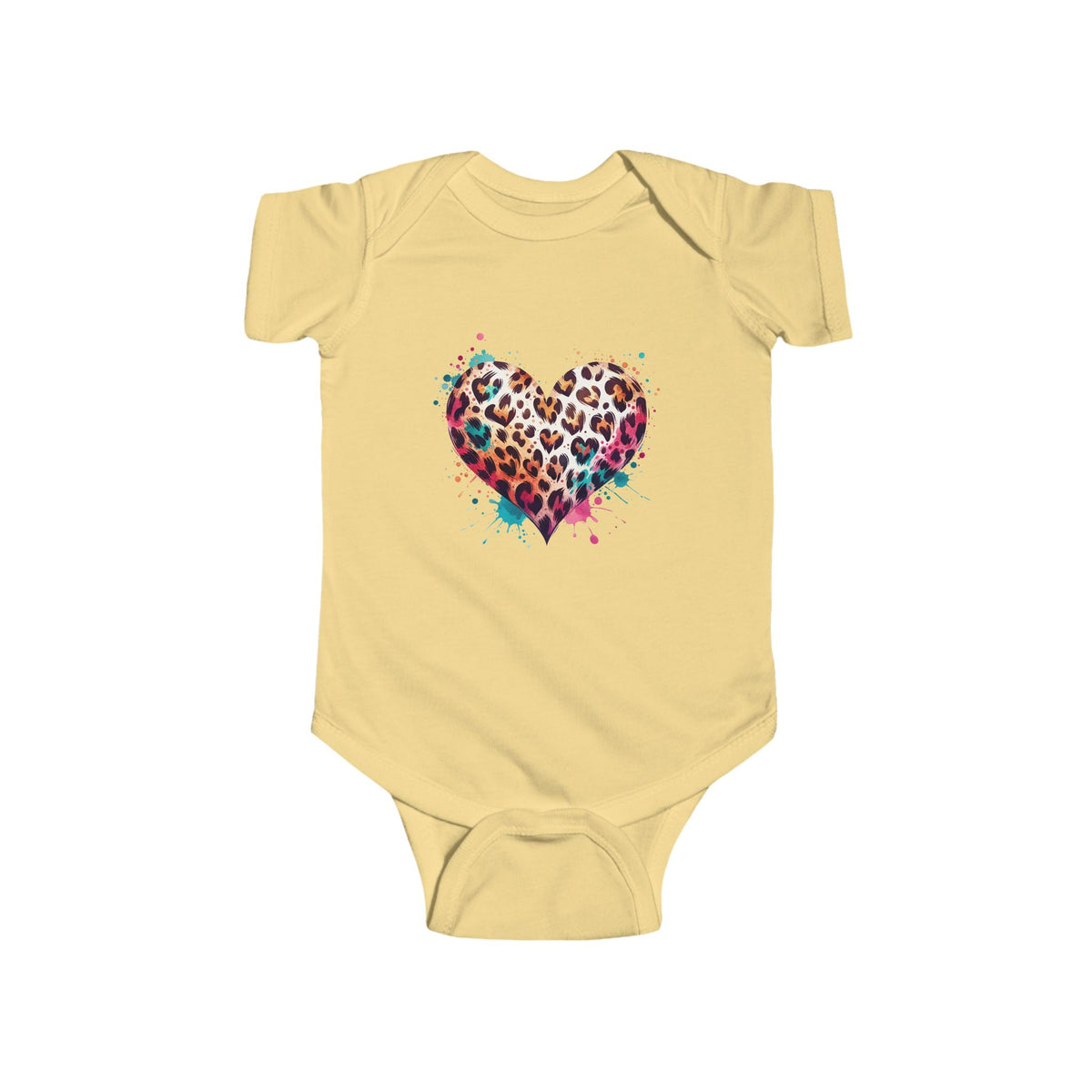 Leopard Heart Infant Bodysuit — Cute Animal Print Baby Onesie