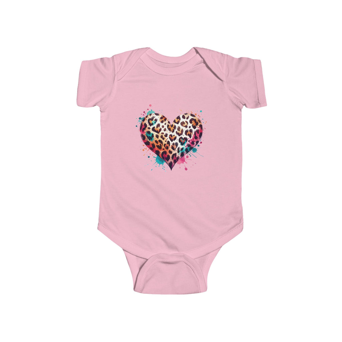 Leopard Heart Infant Bodysuit — Cute Animal Print Baby Onesie