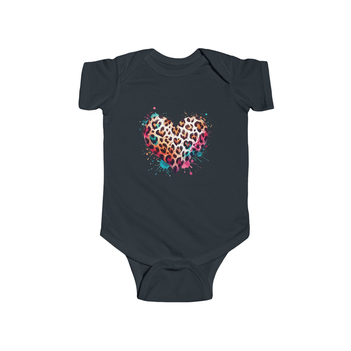 Leopard Heart Infant Bodysuit — Cute Animal Print Baby Onesie