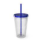 Salty Palm 16oz Tumbler with Straw — Clear Beach Insulated Cup