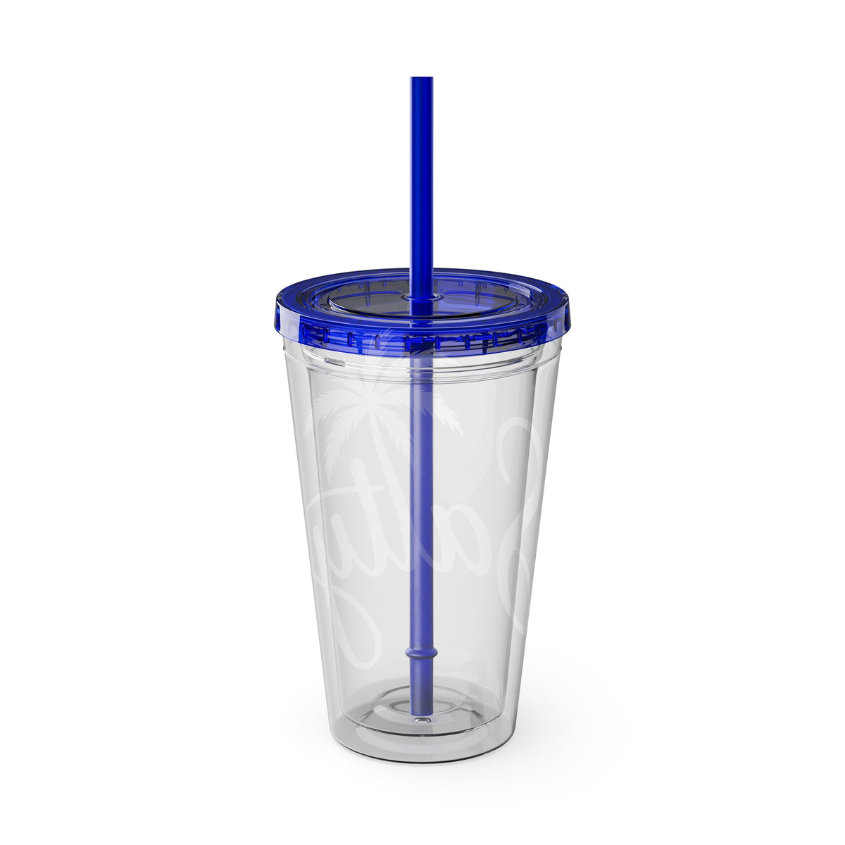 Salty Palm 16oz Tumbler with Straw — Clear Beach Insulated Cup