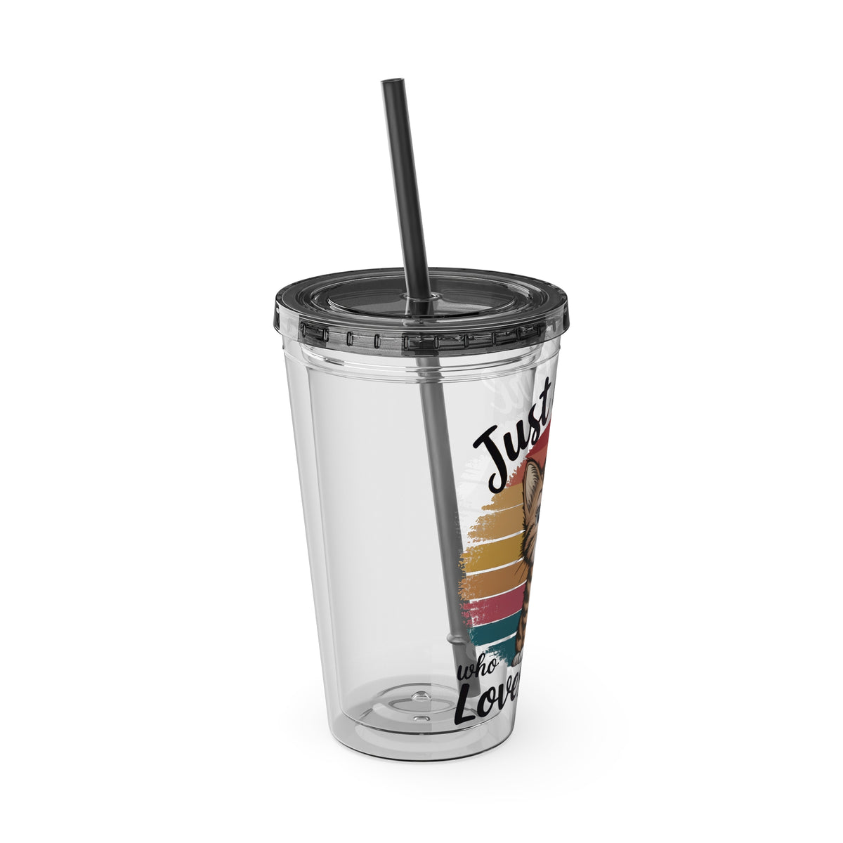 Cat Lover Tumbler 16oz — "Just a Girl Who Loves Cats" Stainless Straw Cup