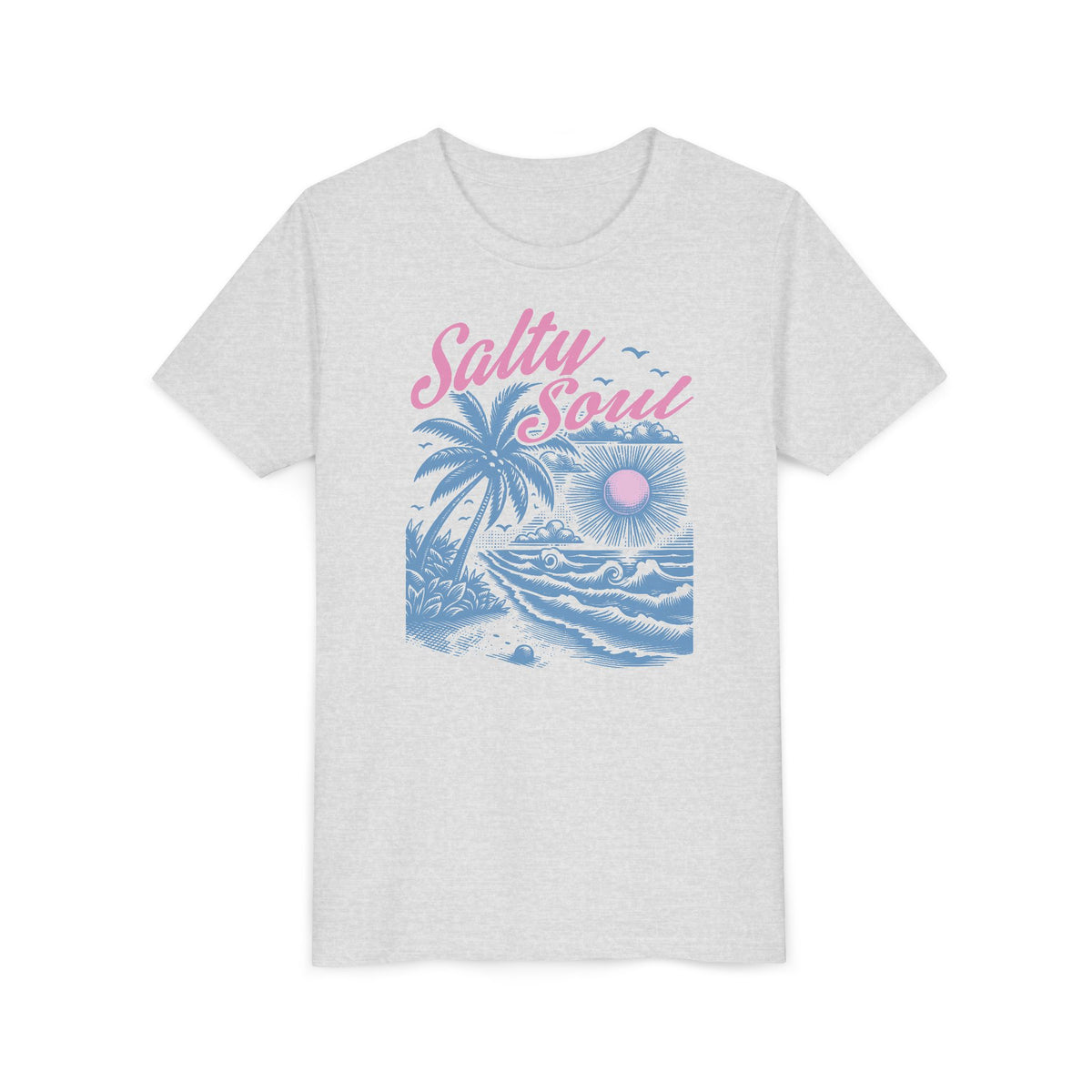 Kids Tee - "Salty Soul" Pastel Beach Palm Graphic