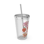 Just Peachy Floral Tumbler — 16oz Insulated Cup with Straw