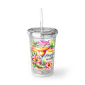 Tumbler — Tropical Margarita Acrylic Cup with Floral Watercolor Design