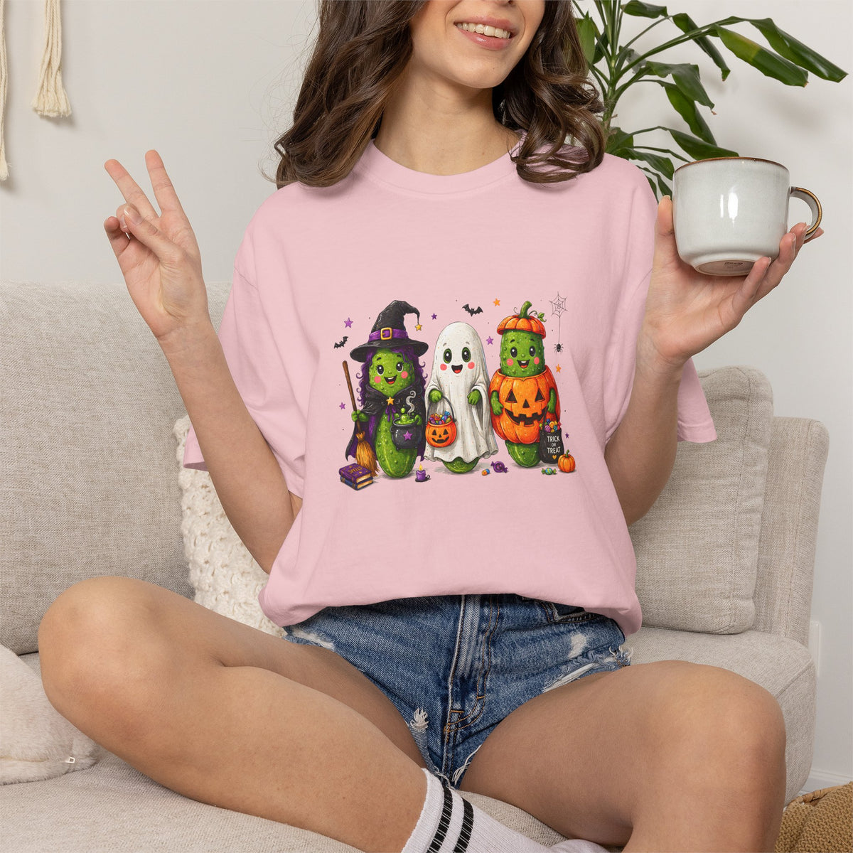 Halloween Trio T-Shirt — Cute Witch, Ghost & Pumpkin Costume Tee