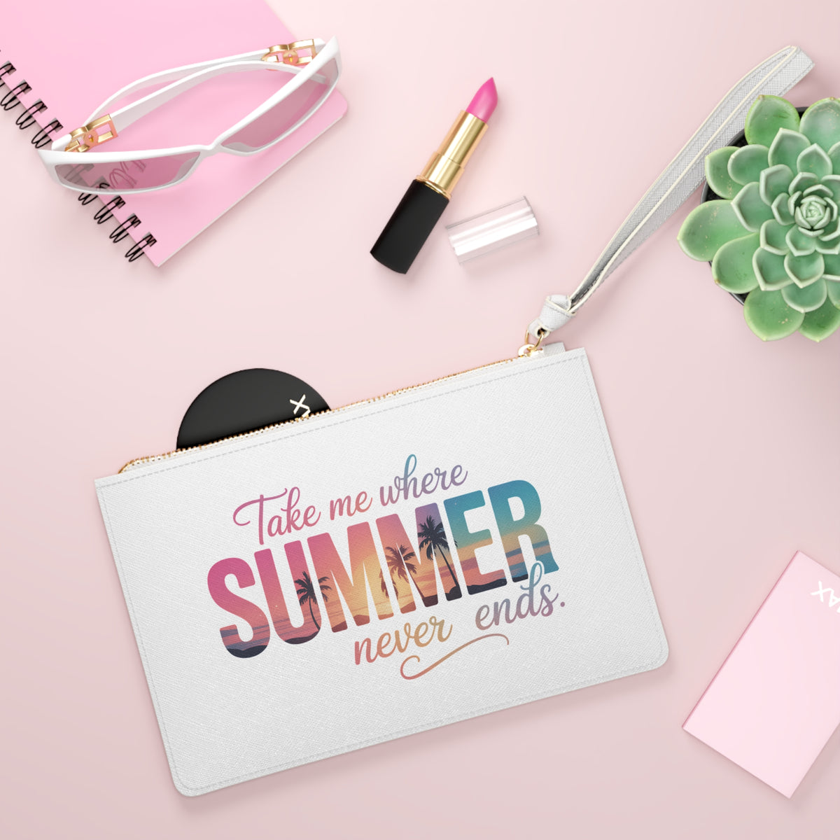 Clutch Bag – “Take Me Where Summer Never Ends” Beachy Wristlet