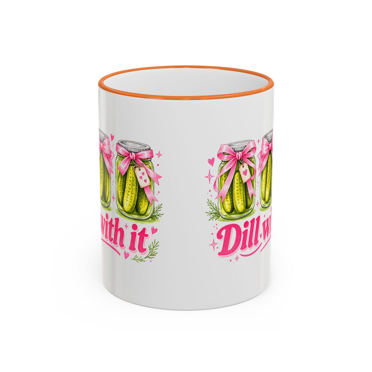 Dill With It Mug — Cute Pickle Jar Coffee Cup (Accent Rim & Handle)