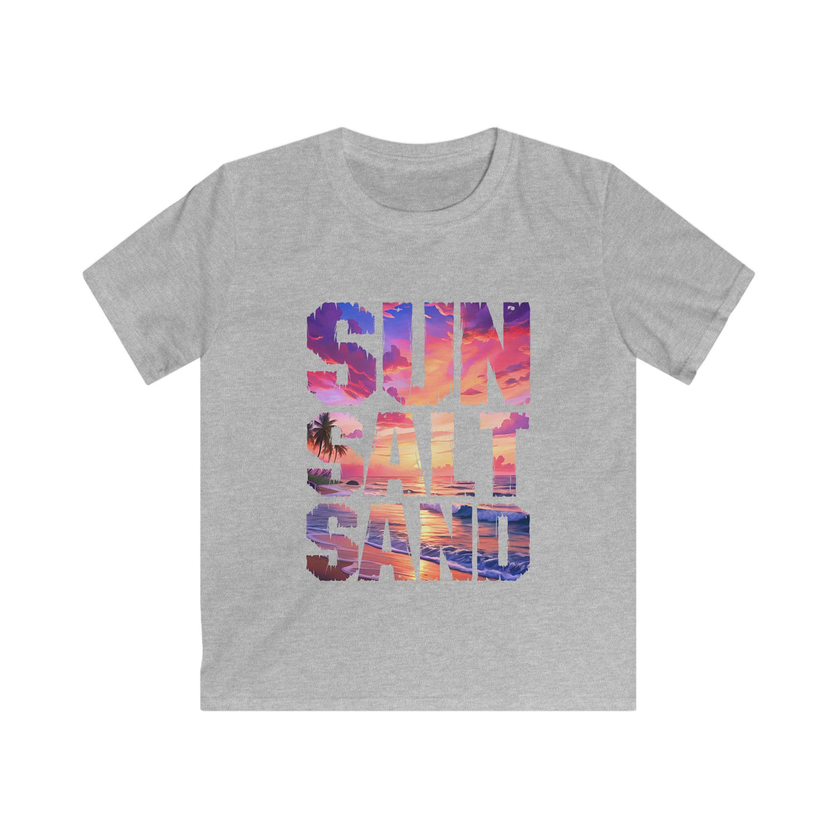 Kids Tee — "Sun Salt Sand" Beach Sunset Graphic