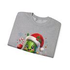 MD - Christmas Pickle Sweatshirt – Cute Holiday Pickle in Santa Hat with Candy Cane & Hot Cocoa