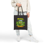 Tote Bag — Cute 'Pickle Time!' Cartoon Jar Canvas Tote (Funny Food Lover Gift)