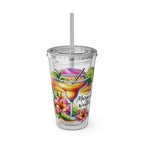 16oz Sunsplash Tumbler with Straw — Margarita Vibes Tropical Drink Design