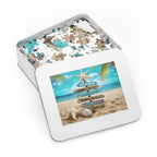 Beach Signpost Jigsaw Puzzle with Tin — 'Salt in the Air, Sand in My Hair' Seaside Puzzle Gift