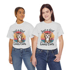 Just a Girl Who Loves Cats T-Shirt — Cute Kitten Retro Sunset Tee for Cat Lovers