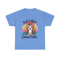 Just a Girl Who Loves Cats T-Shirt — Cute Kitten Retro Sunset Tee for Cat Lovers