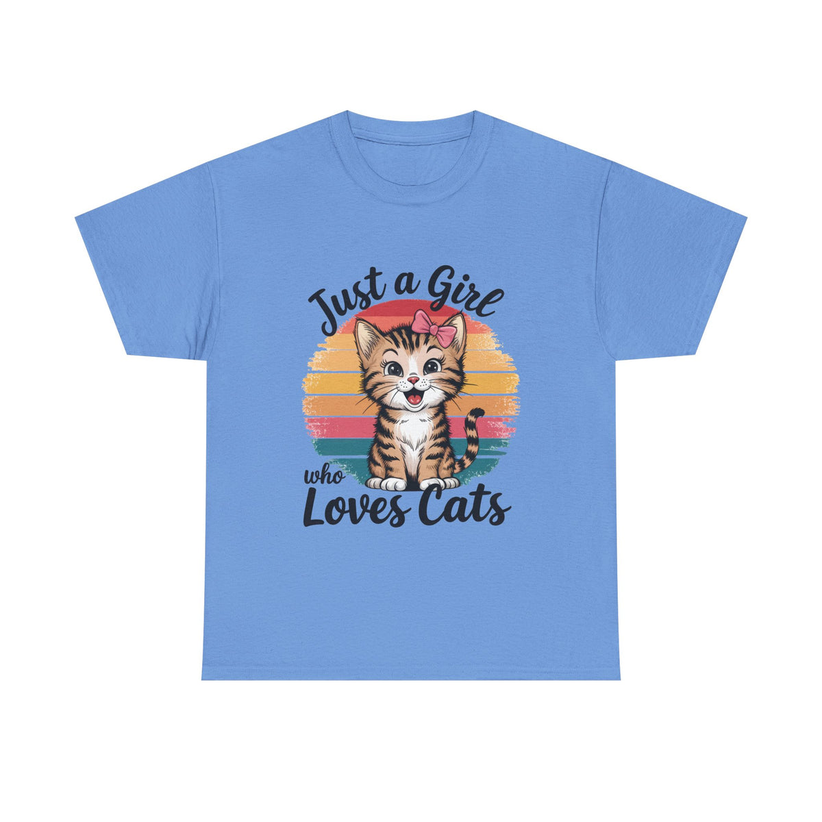 Just a Girl Who Loves Cats T-Shirt — Cute Kitten Retro Sunset Tee for Cat Lovers