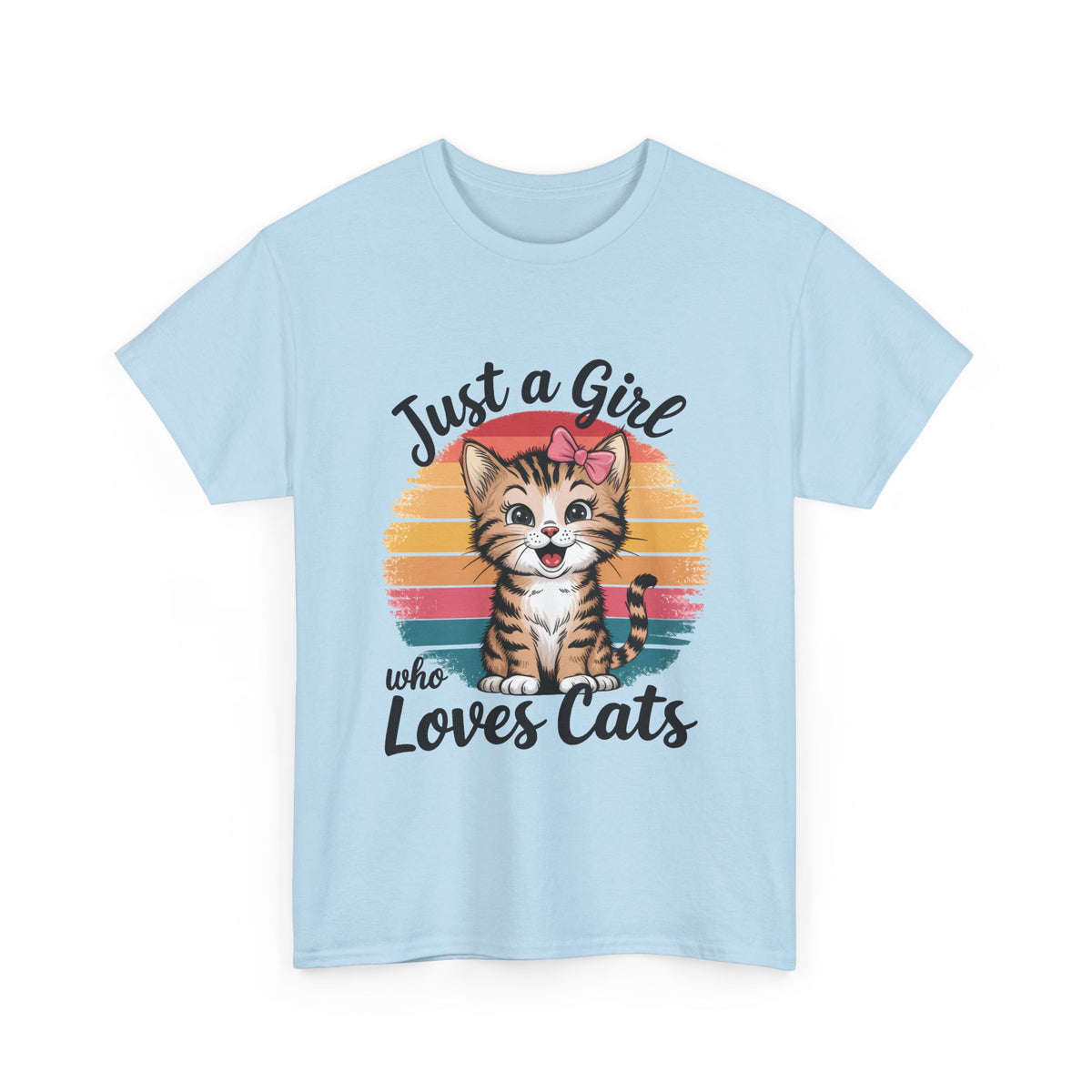 Just a Girl Who Loves Cats T-Shirt — Cute Kitten Retro Sunset Tee for Cat Lovers