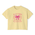 Breast Cancer Awareness Boxy Tee — "In October We Wear Pink" Pink Ribbon Shirt