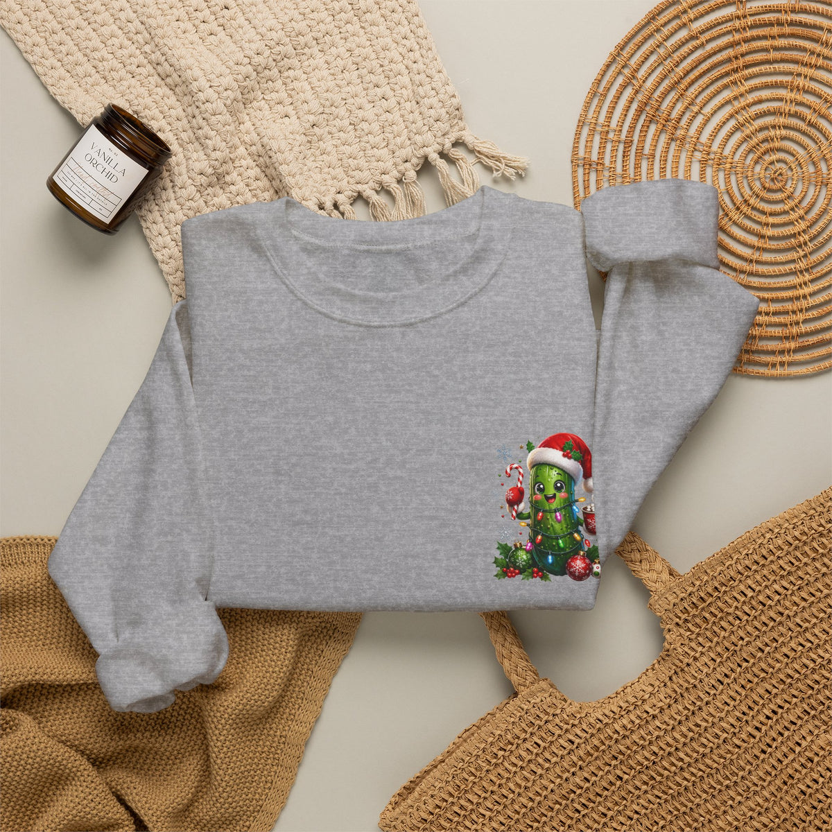 Christmas Cactus Sweatshirt — Cute Santa Hat Holiday Crewneck
